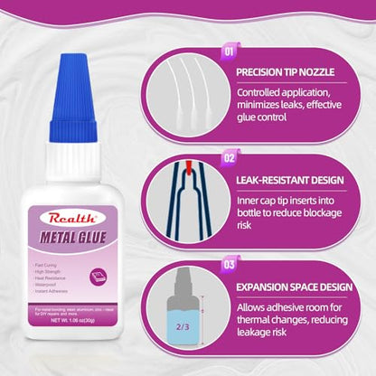 Metal Super Glue 60g – Heavy Duty Clear Instant Adhesive for Metal Bonding, Steel, Aluminum, Zinc – Ideal for DIY Repairs – Waterproof, Heat-Resistant, Anti-Clog Cap - size: 60g, style: Metal Glue