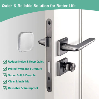 Door Stopper Wall Protector - Wall Shield Bumper Guard from Door Knobs,Sturdy Self Adhesive,Soft and Transparent,Washable Reusable Shock Absorbent Gel for Home Office (Thicken Square, 6pcs) - size: 6 Pieces, style: Thicken Square