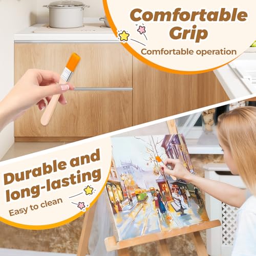 12PCS Paint Brushes,1/2 Inch Flat Small Paint Brush with Wood Handle,Nylon Bristle Trim Painting Tool,Touch Up Paints Brushes for Walls Cabinets Fences Furniture (Yellow Pencil Hair) - color: Yellow Pencil Hair