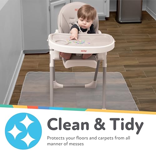 Nuby High Chair Square Floor Mat - Waterproof and Clear Floor Mat - Protects Floor from Spills and Messes - 49.5" x 49.5" - style: Square