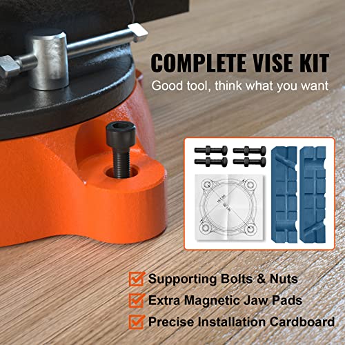 VEVOR Bench Vise, 6-inch Jaw Width 5.9-inch Jaw Opening, 360-Degree Swivel Locking Base Multipurpose Vise w/Anvil, Heavy Duty Ductile Iron Workbench Vise w/Bolts & Nuts, for Drilling, Pipe Cutting - size: 6 Inch