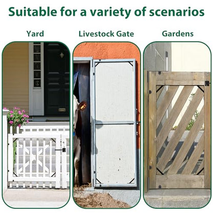 Heavy Duty Anti Sag Door Kit Gate Corner Brace Brackets for DIY Doors, Anti Sag Gate Kit with Self-Locking Gate Latch, Suitable for Wooden and PVC Fence Doors (1 Set)