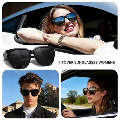 HAOLOTA Polarized Fit Over Glasses Sunglasses for Women Men Trendy Square Wrap Around Shades UV Protection - color: L Size 01 Black/Grey