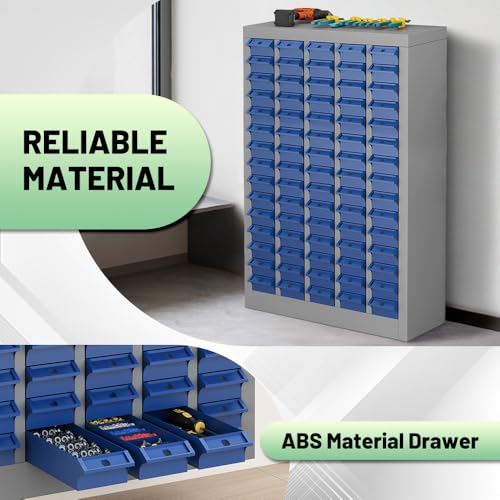 Yeeoy 75 Drawers Parts Cabinet, Bolt and Nut Tool Storage Cabinet, Steel Parts Organization Shelves with ABS Material Drawer & Labels for Tool Hardware Storage, Grey - size: 75 Drawers