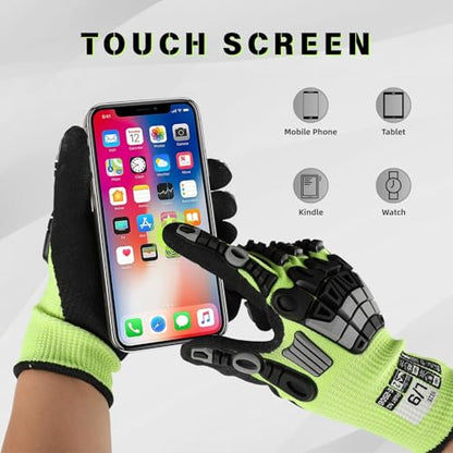 Work Gloves Men Women, A5 Cut Resistant Gloves, Impact Gloves, Heavy Duty Work Glove with Grip, Work Gloves - size: Small