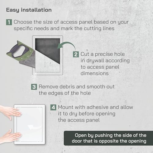 Vent Systems White ABS Plastic Access Panel 10 x 13 Inch (Cut-Out) - Access Door for Drywall, Wall, Ceiling - Electrical, Plumbing Service Wall Hole Cover - Inspection Door - 11 x 13.7 Inch (Outer) - size: 10 X 13 Inch / 250 X 330 Mm