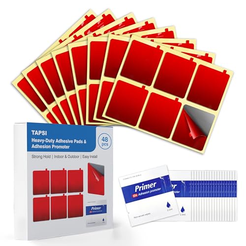 Heavy Duty Double-Sided Adhesive Pads – 48 Pre-Cut Foam Mounting Squares with Adhesion Promoter, Heat & Weather-Resistant Tape for Outdoor Lights, Solar Fixtures, Trim, Home & Automotive Use