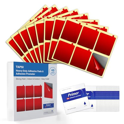 Heavy Duty Double-Sided Adhesive Pads – 48 Pre-Cut Foam Mounting Squares with Adhesion Promoter, Heat & Weather-Resistant Tape for Outdoor Lights, Solar Fixtures, Trim, Home & Automotive Use