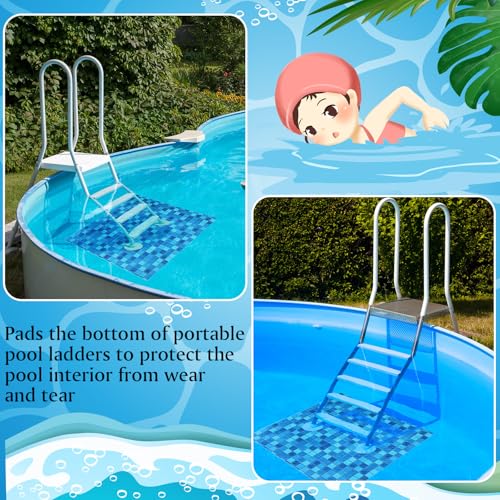 Drydiet Pool Step Mat Above Ground Ladder Mat, Swimming Protective Nonslip Step Pad with Texture, Pool Essentials Accessories for Floor Liners and Stairs, Blue and Green Square Pattern (36 x 36 Inch) - size: 36 x 36 Inch