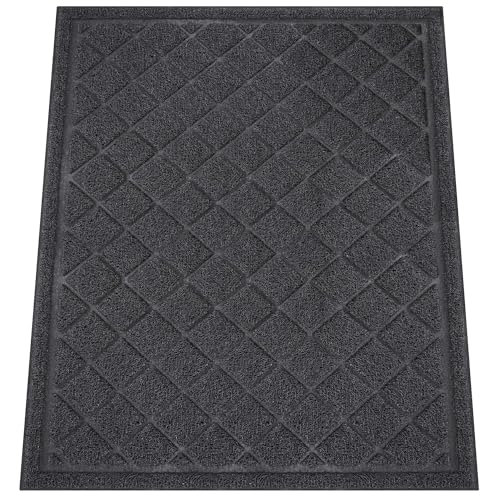 Front Door Mat Indoor Outdoor, 48" x 36" Non Slip Welcome Doormat for Entryway, Heavy Duty Low Profile Entrance Rug for High Traffic Areas, Patio, Outside Entry, Yard, Porch Waterproof - color: Black Square Mesh, size: 48" x 36"