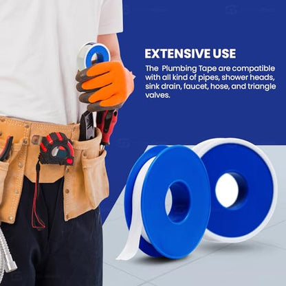 Supply Giant Plumbers PTFE Tape 3/4" W x 1080" L Pipe Thread Tape, High Density Thread Sealant Tape Water Seal Plumbing Tape for Shower Head, Pipes, Gas Lines, Leak Prevention - size: 1080", style: Pack of 1