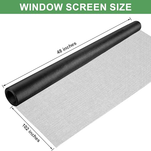48"X102" Window Screen Replacement, Fiberglass Window Screen Mesh, Replacement Window Screens, Window Screen Door Repair Kit for Patio Porch Sliding Door House Windows Pool Pet, with Ruler - size: 48"x102"