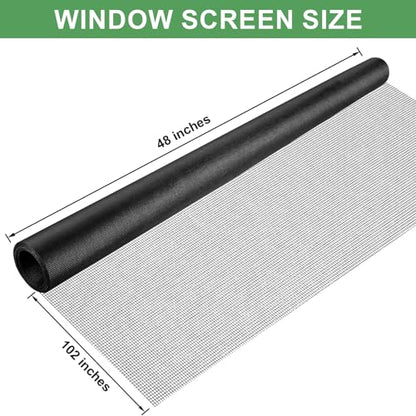 48"X102" Window Screen Replacement, Fiberglass Window Screen Mesh, Replacement Window Screens, Window Screen Door Repair Kit for Patio Porch Sliding Door House Windows Pool Pet, with Ruler - size: 48"x102"