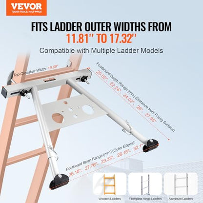 VEVOR Ladder Stabilizer, Adjustable Feet Extension Ladder Standoff, Heavy Duty Wall Ladder Accessories for Roof Gutter, Easy to Use & Wide Adaptability & Anti-Slip Rubber Feet, 330 lbs Weight Rating