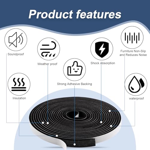 Weather Stripping Door Seal Foam Tape for Doors Windows 1/2 Inch W x 1/8 Inch T 50 FT Strong High Density Foam Insulation Strips Adhesive Tape - size: 1/2 Inch W x 1/8 Inch T 50Ft