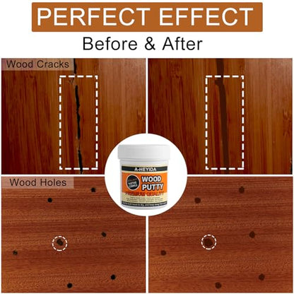 Walnut Wood Filler Putty - Paintable, Stainable Wood Repair Putty for Cracks & Holes on Furniture, Hardwood Floor, Door, Cabinet - Scratch Repair Kit (9.87 Ounce)