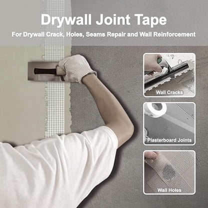 2 Packs Drywall Joint Repair Kit Self Adhesive Fiberglass Drywall Repair Patch Wall Holes Repair Kit Self Adhesive Fiberglass Wall Crack Repair Patch(2 Rolls of 2 Inch x 66 Feet) - size: 2 Packs-2 in x 66 Ft