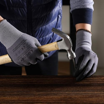LOCCEF Safety Work Gloves MicroFoam Nitrile Coated-12 Pairs,Seamless Knit Nylon Gloves,Home Improvement,Micro-Foam Gloves - color: 144p-grey