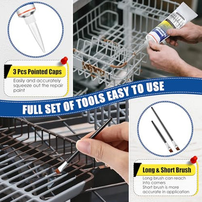 3.4oz Dishwasher Rack Repair Coating, Grey Dishwasher Vinyl Rack Rust Touch Up Paint Kit, Insulation and Waterproof, High and Low Temperature Resistant - color: Grey, size: 3.4 Ounce (Pack of 1)