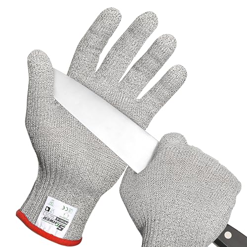 Schwer SlicePro ANSI Cut Resistant Gloves, Food Grade Cutting Gloves for Kitchen Food Prep, Mandoline Gloves for Meat Cutting, Oyster Shucking, Fish Fillet Processing, PR1501-G, S - color: Grey, size: Small