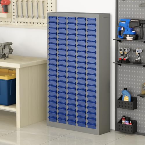 100 Drawers Part Cabinet Chest, Bolt Nut Tool Storage Documents with ABS Material Drawer for Hardware Organization Equipment Shelves Garage Workshop Office Supplies, Grey