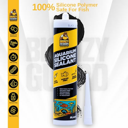 Aquarium Silicone Sealant Black 2x10.14 Fl oz Cartridge - Aquarium Safe Silicone for Fish & Plants | 100% Waterproof, Premium, Non-Toxic, Solvent Free, Strong Bond, Fast Curing (2 Pack) - color: Black, size: 2 Pack