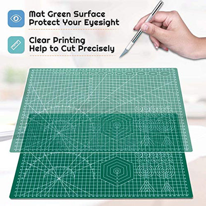 anezus Self Healing Sewing Mat, 12inch x 18inch Rotary Cutting Mat Double Sided 5-Ply Craft Cutting Board for Sewing Crafts Hobby Fabric Precision Scrapbooking Project - size: 17.8"L x 11.9"W