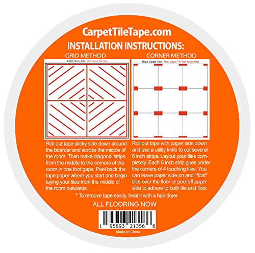 Carpet Tile Tape Double Sided 2in x 90ft - Heavy Duty Reinforced Web Mesh & Residue Free - Indoor Outdoor for Carpet Tiles, Hardwood, Vinyl, Rugs, Carpet, Rubber, Turf & Mat Gripper - size: 2 in X 90 Ft