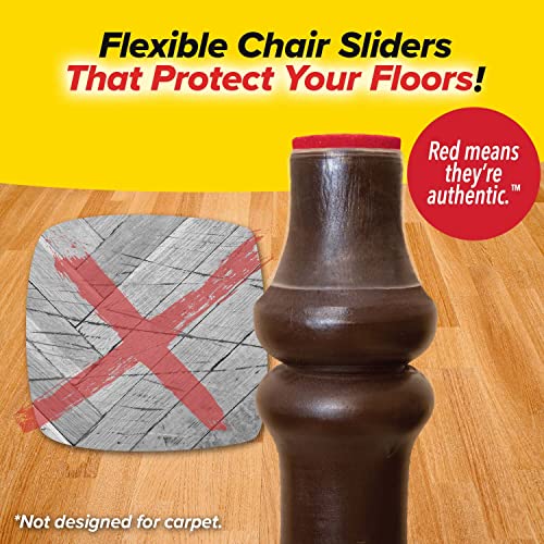 Ruby Sliders As Seen On TV - Red Means They’re Authentic - Premium Chair Covers Protect Hardwood & Tile Floors from Scratching - Fits Most Furniture Leg Sizes & Shapes - 8 Pack