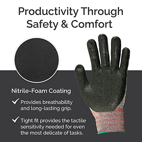 – NiTex P-200 Nylon Nitrile Gloves, Breathable Nitrile Foam Coated Utility Gloves for Insulated Grip, Grey, 6-Pair, Medium - color: Grey, size: 6 Pairs (Medium)