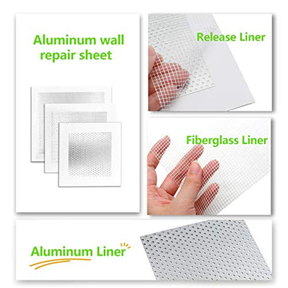 12pcs Drywall Repair Patch, 4/6/8 Inch Drywall Patch Mesh Wall Patch, Screen Patch Repair Self Adhesive Aluminum Wall Repair Patch Kit - size: 4", 6", 8", 12 PCS