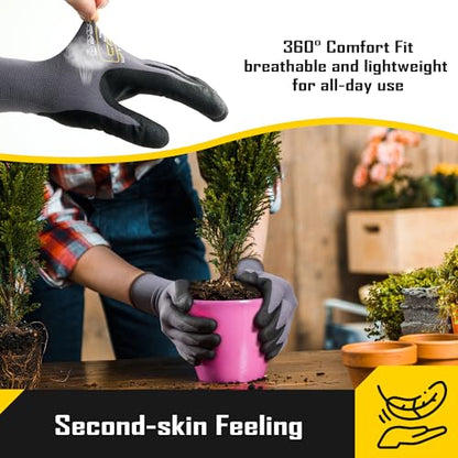 COOLJOB 6/12/36 Pairs Safety Work Gloves Microfoam Nitrile Rubber Coated, Seamless Knit Nylon with Full Fingers Touchscreen, Grip Nitrile Dipped, Ideal for Warehouse, Home Improvement, Grey Xlarge - size: X-Large, style: 6 Pairs