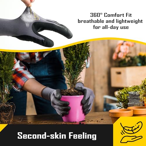 COOLJOB 36 Pairs Safety Work Gloves Microfoam Nitrile Rubber Coated, Seamless Knit Nylon Gloves with Full Fingers Touchscreen, Grip Nitrile Dipped, Ideal for Warehouse, Home Improvement, Grey Small - size: Small, style: 36 Pairs