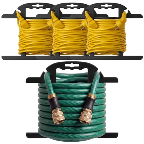 Ripeng 3 Pcs Heavy Duty Extension Cord and Hose Reel with Carrying Handle, Durable ABS H-shape Design Fits 100ft Cord Cable or Water Hose, 50ft Soaker Tube Management (Black) - color: Black