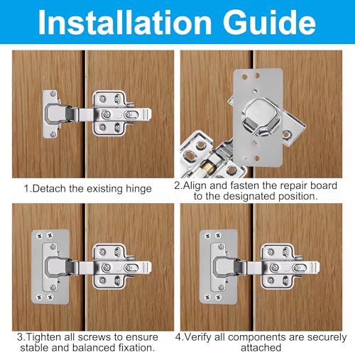 8Pcs Hinge Repair Kit, Durable Cabinet Hinge Repair Plate, Fixing Plate for Cabinet Door Repair, Rust-Resistant Stainless Steel, Easy Installation