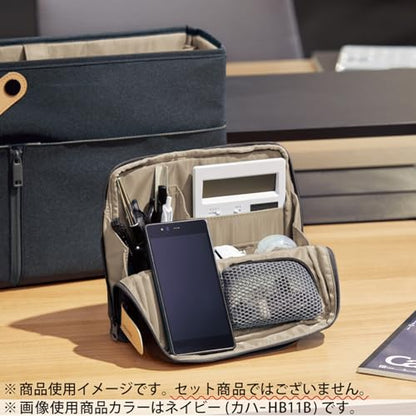 KOKUYO Pencil Case Pouch, Haco-Biz Standing Pen Pouch Bag, Foldable Stand up Pencil Holder Organizer, Large Capacity Portable Pencil Box for Office Supplies - color: Black x Green