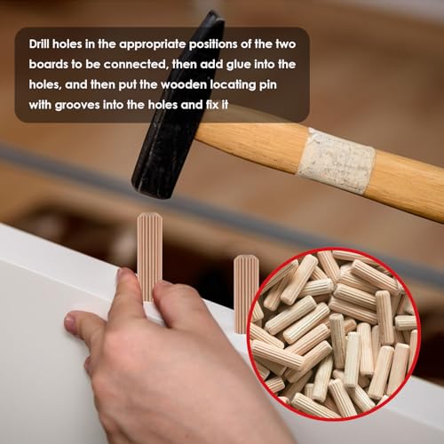 smseace 255Pcs Wooden Dowel Pins - 8 Sizes 1/4Inch 5/16Inch 3/8Inch Fluted Wooden Dowel Kit for Crafts, Furniture, Door, DIY - size: 255Pcs Straight Wood Pin - 8 Sizes