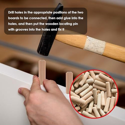 smseace 255Pcs Wooden Dowel Pins - 8 Sizes 1/4Inch 5/16Inch 3/8Inch Fluted Wooden Dowel Kit for Crafts, Furniture, Door, DIY - size: 255Pcs Straight Wood Pin - 8 Sizes
