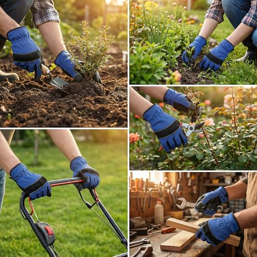 Work Gloves for Men, Durable Mechanic Gloves, Flexible Gardening & Utility Work Gloves with Touchscreen - size: Medium