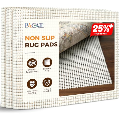 BAGAIL BASICS 8 x 10 FT Rug Pad Gripper for Hardwood Floors, Non Slip Rug Pads for Area Rugs, Extra Thick Under Rug Padding, Protect Your Rugs & Floors - size: 8' x 10' (Rectangular)