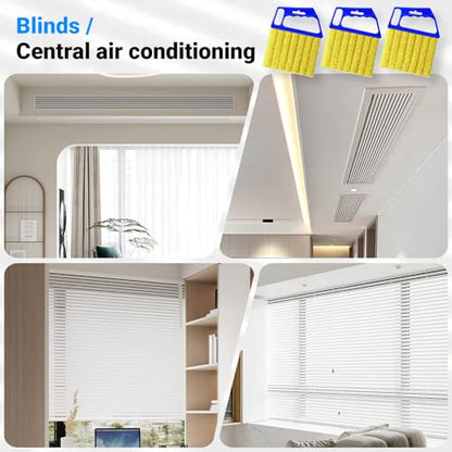 3pcs Window Blind Cleaner Duster Tool,2026 New Cleaning Tools,7 Fingers Washable Microfiber Dusters for Cleaning,Crevice Cleaning Brush, Duster for Venetian Blinds & Air Conditioner Vents（Blue - color: Blue