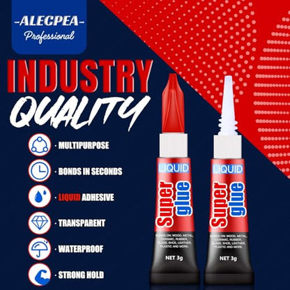 3 Gram (Pack of 6) Single Use Super Glue Liquid, Super Fast, Thin & Strong Adhesive Superglue, Cyanoacrylate Glue for Hard Plastics, DIY Craft, Ceramics, Leather, Metal Etc - size: Pack of 6, style: Liquid