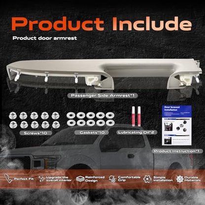 22818471 Front Right Passenger Side Armrest Repair Kit Compatible with 2010-2014 Chevy Silverado and GMC Sierra 1500 2500HD 3500HD, Designed for Door Panel with Release Handle Below Armrest, Gray - color: 22818471 Gray Passenger Side Armrest