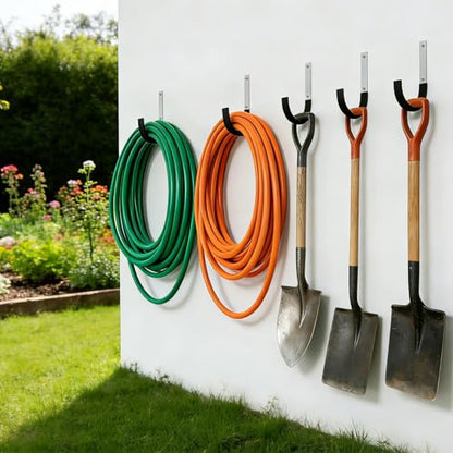 GeeWatom Heavy Duty Steel Garage Hooks,Garage Storage Utility Hooks,Heavy Duty Garage Garden Tool Organizer,Steel Wall Mount Hooks, Garden Hose Hanger, Black U Hooks (Dark Brown-6PC) - color: Dark Brown-6PC