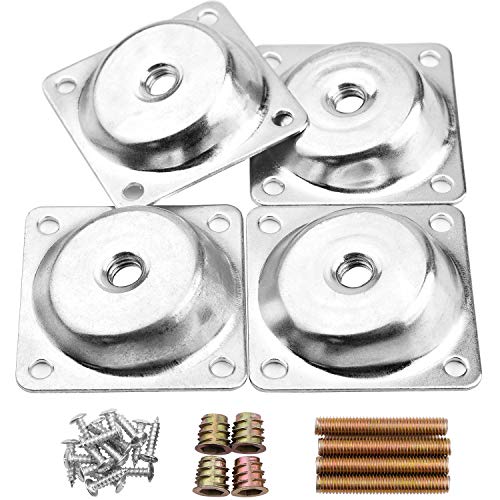 14 Degree Angled Leg Mounting Plates Furniture Table Leg Attachment Plates Brackets T-Plate M8 Sofa Legs with Hanger Bolts,Converters, Screws,Full Set of 4 - color: Furniture Leg Mounting Plates 14 Degree