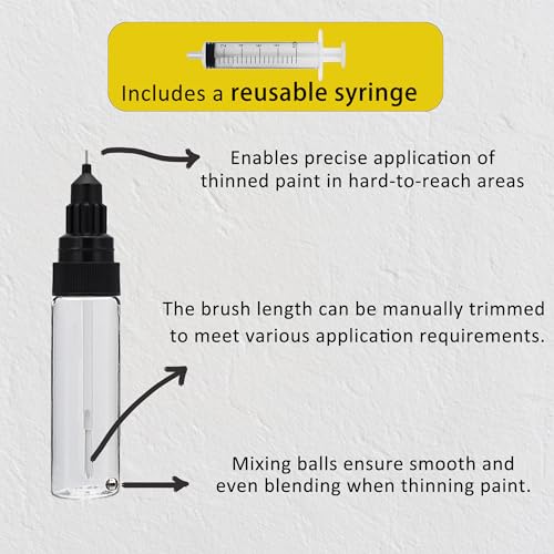 Touch Up Paint & Oil Pen, 20ml 3-Pack with Brush, Precision Tip & Shaker Ball, Refillable Tool for Precise Wall Repair, Furniture Scratches, and Lubricating Gears/Chains in Tight Spots