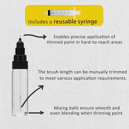 Touch Up Paint & Oil Pen, 20ml 3-Pack with Brush, Precision Tip & Shaker Ball, Refillable Tool for Precise Wall Repair, Furniture Scratches, and Lubricating Gears/Chains in Tight Spots