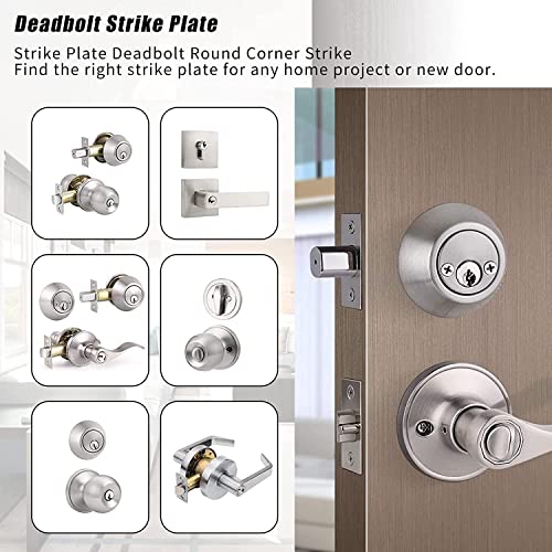 Satin Brushed Nickel Deadbolt Strike Plate Door Backplate 1" x 2 1/4" Round Corner (1-Pack)