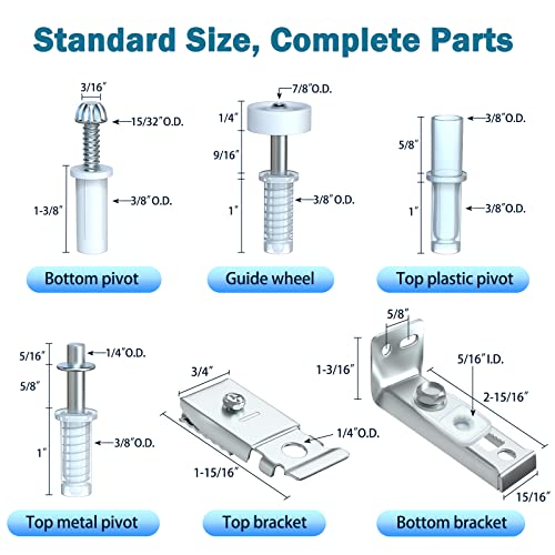 Bifold Door Hardware Repair Kit - 1 Pack Bi-fold Sliding Closet Doors Replacement Parts Include Top & Bottom Bracket, 3/8" Pivot, 7/8" Guides Wheel, for Folding Pocket Door Accordion - style: 1 Pack Sliver