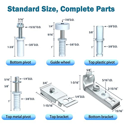 Bifold Door Hardware Repair Kit - 1 Pack Bi-fold Sliding Closet Doors Replacement Parts Include Top & Bottom Bracket, 3/8" Pivot, 7/8" Guides Wheel, for Folding Pocket Door Accordion - style: 1 Pack Sliver
